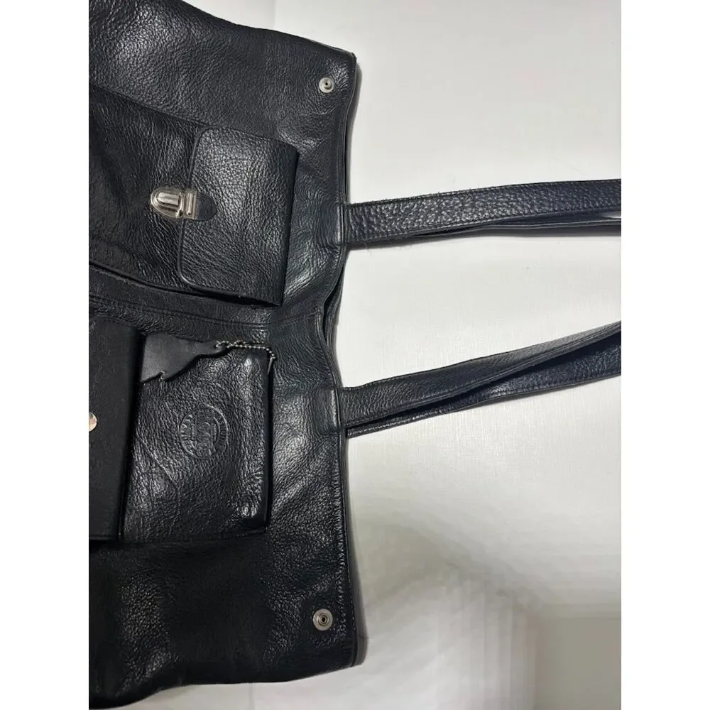 Roots Vintage Leather Purse Bag Shoulder Tote Quality Pockets Handbag Beaver